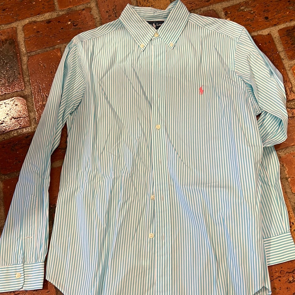 Men’s polo long sleeve button down shirt.